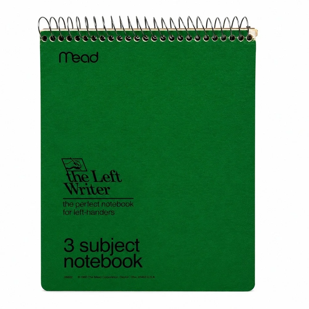 Mead 8x10.5 3 Subject Notebook The Left Writer Vintage 1988 05602 Green